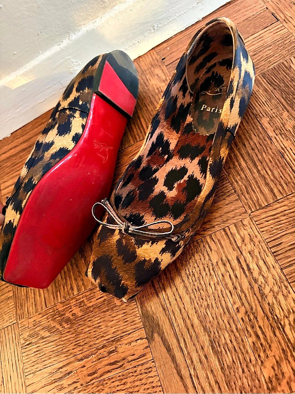 Christian Louboutin Mamadrague satin Leopard ballet flats